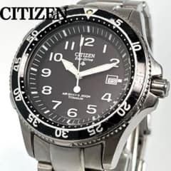稼働 CITIZEN プロマスター ダイバーズ チタン 時計 デイト 回転ベゼル 