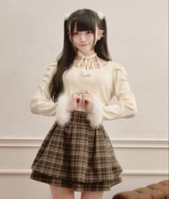Pal'elfy ファー付きリブニット ホワイトのサムネイル