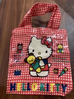 ハローキティ 手提げ袋 赤チェック　レトロのサムネイル