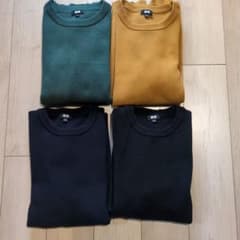4色セットUNIQLO XL ウォッシャブルミラノリブクルーネックセーターのサムネイル