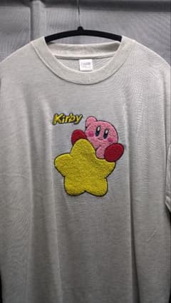 星のカービィ 刺繍 半袖Tシャツ Lサイズ グレーのサムネイル