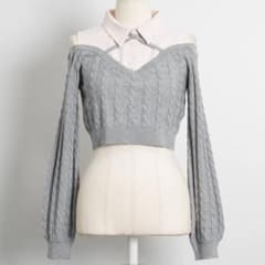 pium シャツレイヤードオープンショルダーニット - メルカリ