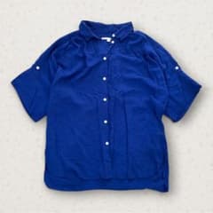 半袖シャツ ブラウス ロイヤルブルー 青色のサムネイル