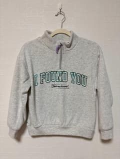 ハーフジップ 140 グレー I FOUND YOU ロゴ 女の子 キッズ