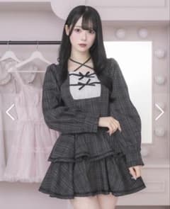 クロステープバイカラーティアードワンピースのサムネイル