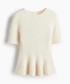 H&M リブニットペプラムトップス Lサイズのサムネイル