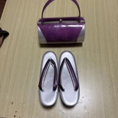 草履 バッグ セット 和装小物 パープル シルバーのサムネイル