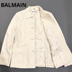 【バルマン】ラムレザー　コート　11 白　裏地総柄