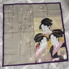 浮世絵デザイン 手ぬぐい 紫縁取りのサムネイル