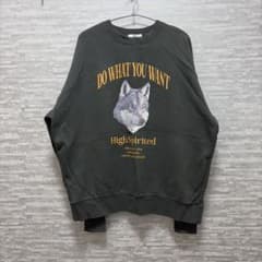 MN.L スウェット オオカミプリント チャコールグレーのサムネイル