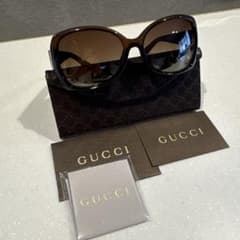 ほぼ未使用　GUCCI ブラウンサングラスブラウンレンズ ケース付き GUCCI サングラス ブラウン系 ケース付き - メルカリ