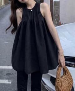 Lachic ノースリーブ リブ クルーネック チュニック ニットのサムネイル