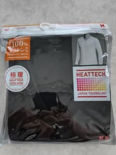UNIQLO メンズ　ヒートテックコットン VネックT ブラック Mのサムネイル