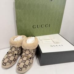 24cm 未使用品 グッチ GUCCI ショートブーツ ムートン GG柄 - メルカリ