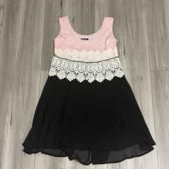 シェイク SHAKE レースワンピース M ピンク 黒 花柄 フレア ドレスのサムネイル