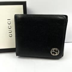美品 グッチ 二つ折り財布 チェルシー インターロッキングGG ブラック レザーのサムネイル