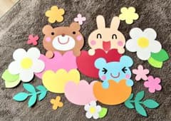 保育　壁面　春　どうぶつとおはな②のサムネイル