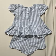H&M 水色と白のストライプ セットアップ12-18Mのサムネイル