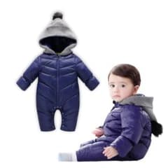 ☆新品☆80 ネイビー ジャンプスーツ アウター カバーオール 中綿 防風 防寒のサムネイル