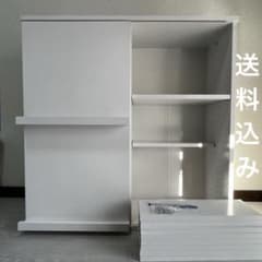 美品LOWYA 本棚 絵本棚 コミックラック 幅90cm 扉付き ホワイト - メルカリ
