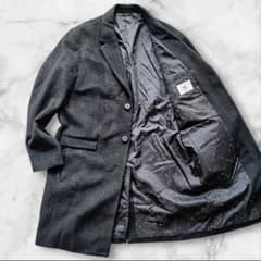 美品 XL タケオキクチ チェスターコート ロング グレー ウール混