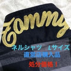 ☆レア物☆TOMMY☆ロゴ刺繍入りネルシャツ☆グレー系☆L☆のサムネイル