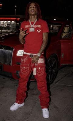 TRUE RELIGION JOHNNY SUPER T デニム レッド 34 - メルカリ