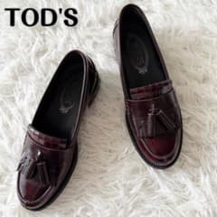 【トッズ】ローファー　革靴　タッセル 赤茶色　ブラウン系　35.5 レザー トッズ】ローファー 革靴 タッセル 赤茶色 ブラウン系 35.5