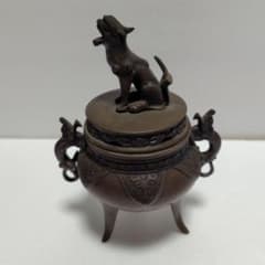 2078  銅製　鋳銅香炉　三足　獅子 三足香炉 高岡銅器 獅子 - メルカリ
