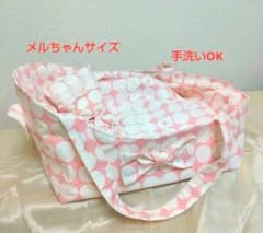メルちゃんサイズ　お人形用クーハン  ピンク花柄 ①のサムネイル