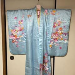 水色 花柄刺繍 着物　七五三のサムネイル