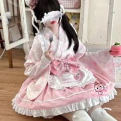 猫デザインのピンクの浴衣ドレスのサムネイル