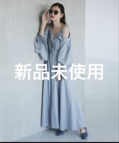 【美品】COCODEAL ニットレイヤーTCスリットシャツフレアワンピース COCO DEAL サイズ2 ニットレイヤーTCスリットシャツフレアワンピース