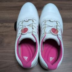 adidas ゴルフシューズ ホワイト/ピンク - メルカリ