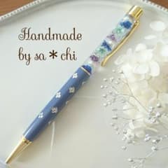 ハーバリウムボールペン＊花柄ブルー＊のサムネイル