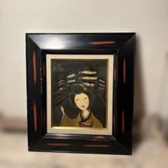 日本画 女性肖像 黒いフレーム - メルカリ
