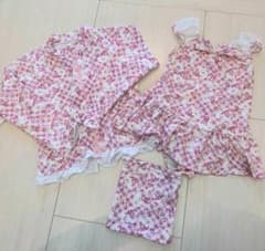 水着　女の子　キッズ　ぼんぼんリボン　子供　110cm　ラッシュガード　セットのサムネイル