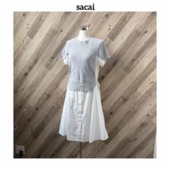 sacai サカイ コットン100% ニット シャツ ドッキング ワンピース