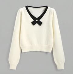 SHEIN バイカラー ニット トップス 長袖のサムネイル