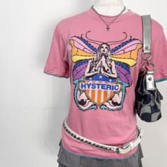 Y2K❤️00s HYSTERIC GLAMOUR バタフライガール ロゴTシャツ - メルカリ