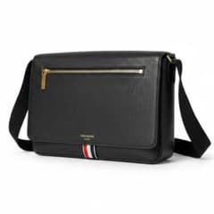 極美品正規品 THOM BROWNE ペブルグレイン リポーターバッグ ブラック 