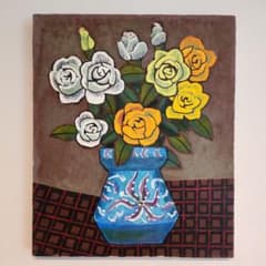 田渕眞兒　油絵　油彩　薔薇シリーズ　花　No.10 田渕眞兒 油絵 油彩 薔薇シリーズ 花 No.10 - メルカリ