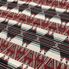 生地【約150cm×97cm】レッド×ホワイト ジャガード オルテガ ネイティブのサムネイル