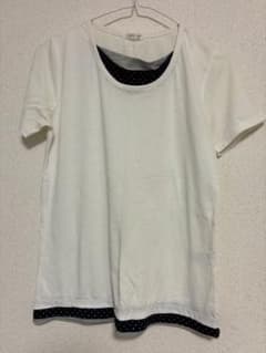 CINEMA CLUB 重ね着風 半袖Tシャツ ドット柄のサムネイル