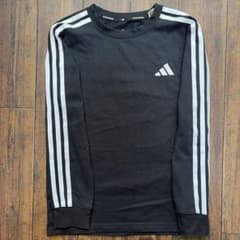 【お値下げ】adidas長袖ロンTシャツ ストライプ　キッズ✳︎140㎝ブラックのサムネイル