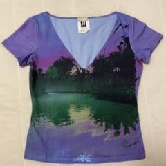 VERSUS ヴェルサス VERSACE Vネック Ｔシャツ 絵画 プリントのサムネイル