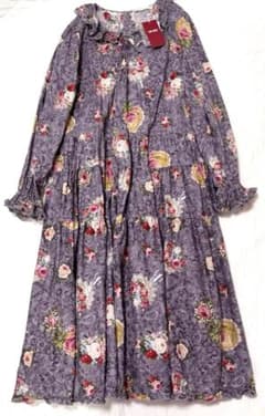 月曜まで限定中⭐︎ピンクハウス　綺麗なレースフラワープリントミディワンピース　新品のサムネイル
