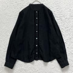極美品✨ネストローブ 長袖シャツ リネン100 麻 洗える レース 刺繍 黒 