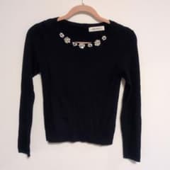 MISCH MASCH ネイビー ビジュー ニット Mのサムネイル