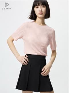 Thumbnail of UNIQLO 3Dメリノリブクルーネックセーター Lピンク 半袖